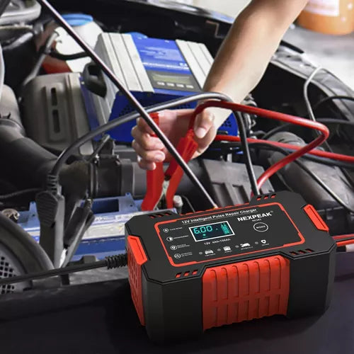 Cargador Bateria Carro Moto 12v Pantalla